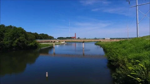 Aerial Video Over Trinity River Stock Footage 84084574