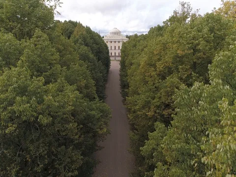 Aerial video of Pavlovsk Palace Stock Footage