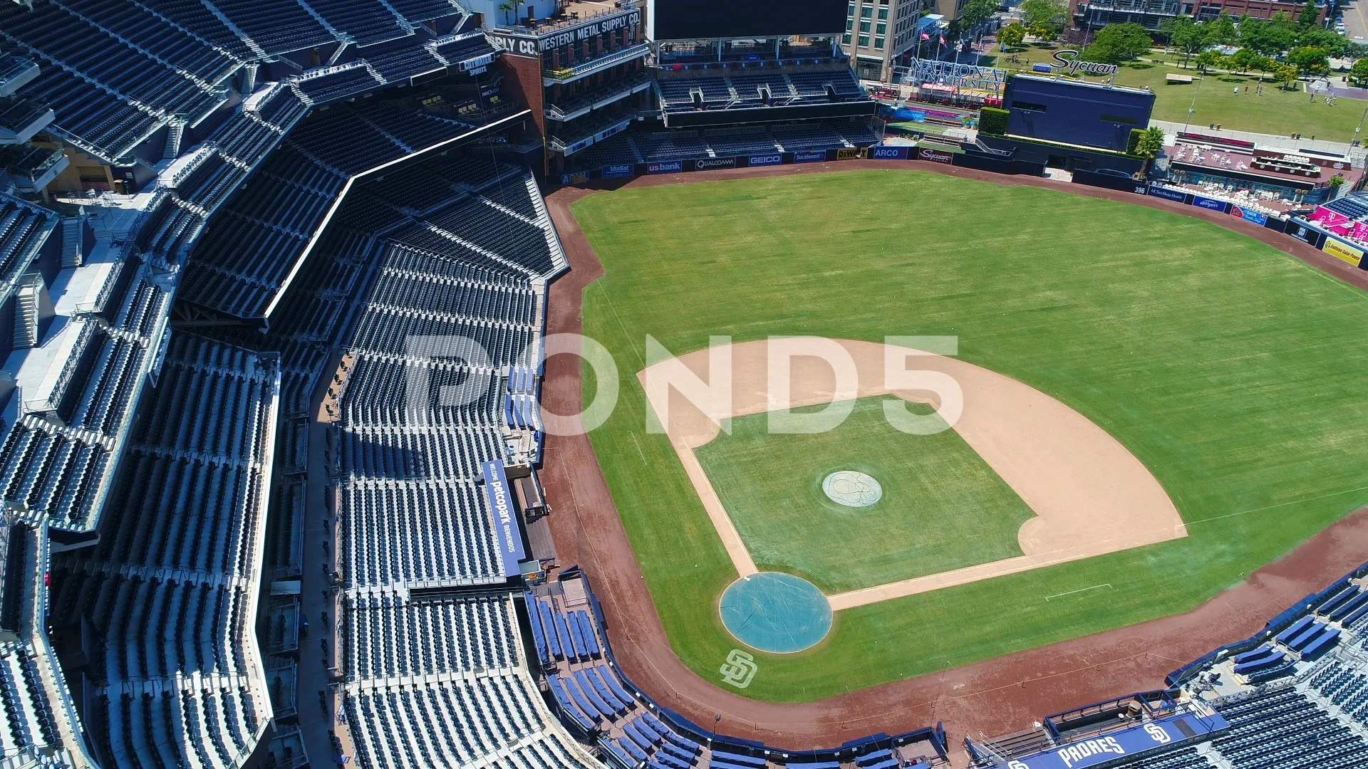 Aerial Black and White Photograph of Padres Petco Park 