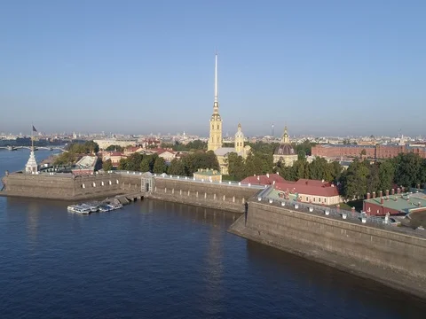 Aerial video of the Peter and Paul Fortress. Stock Footage 80481948