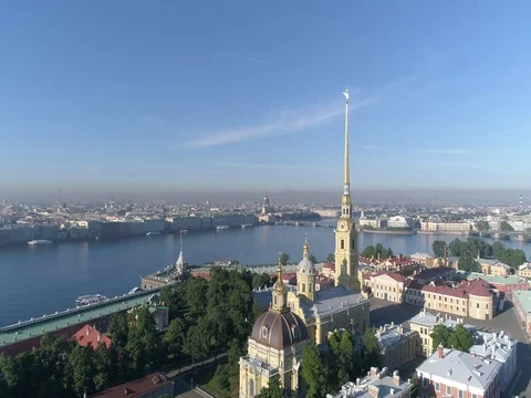 Aerial video of the Peter and Paul Fortress. Stock Footage 80481966