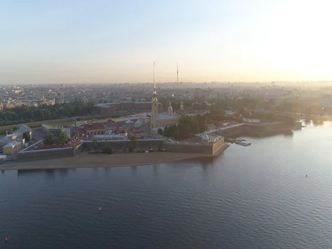 Aerial video of the Peter and Paul Fortress. Stock Footage 80481981