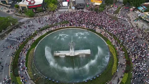 Aerial video of Pride Parade 2026 at Minerva Roundabout in Guadalajara, Mexico Stock Footage 337181709