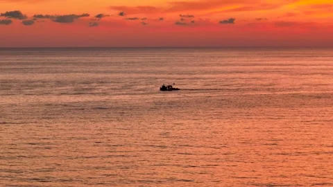 Aerial Video of Quiet Waves Under Alanya Sunset Sky Stock Footage 334168461