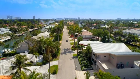 Aerial video rich homes mansions Fort Lauderdale Florida 4k 60p Stock Footage