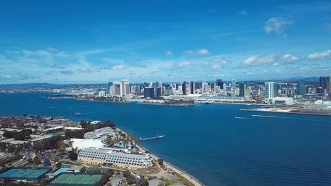 Aerial Video San Diego Skyline. Downtown San Diego Southern California. Stock Footage