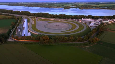 Aerial video of a secure automotive testing facility in Bavaria featuring Stockbeeldmateriaal 340892756