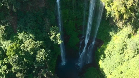 Aerial video of Sekumpul Waterfall in Bali Stock Footage