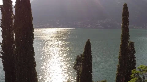 Aerial video shooting on Como Lake Stock Footage 54444341