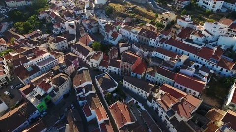 Aerial. Video shooting from dron of Monchique village. Algarve Stock Footage