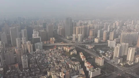 Aerial video shooting, multi-level junction on the highway in the city. Stock Footage 113160383