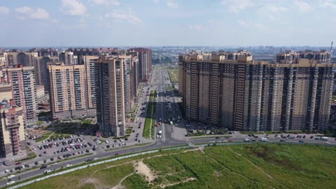 Aerial video shooting over multi-storey buildings Stock Footage 157696341