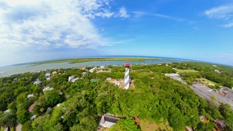 Aerial video St Augustine lighthouse 2026 drone footage Stock Footage 337917128
