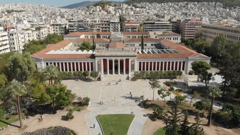 Aerial video taken by drone, The National Archaeological Museum of Athens Stock Footage