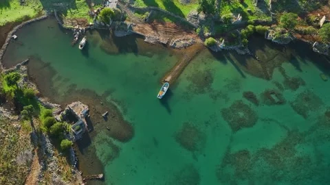 Aerial Video of Tersane AdasiLagoon and Yachts Stock Footage 341858853