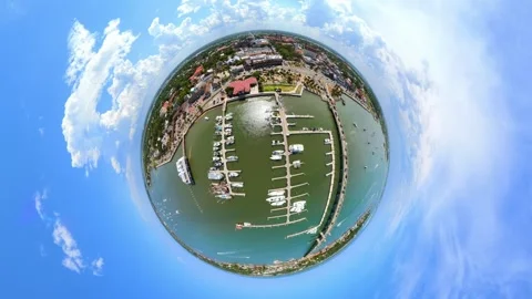 Aerial video tiny planet St Augustine Florida 2026 4k 60fps Vídeo Stock 337917138