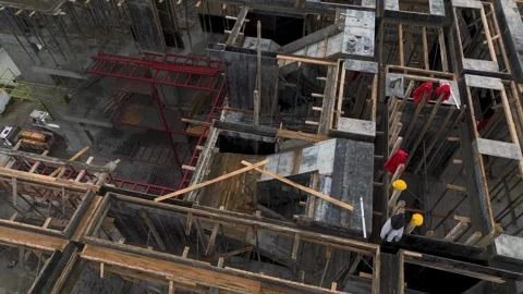 Aerial Video of Tower Crane at Multi Story Build Site Stock Footage 343320177