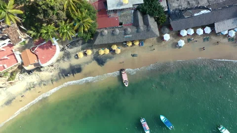 Aerial video of a tropical beach with beautiful surroundings Stock Footage