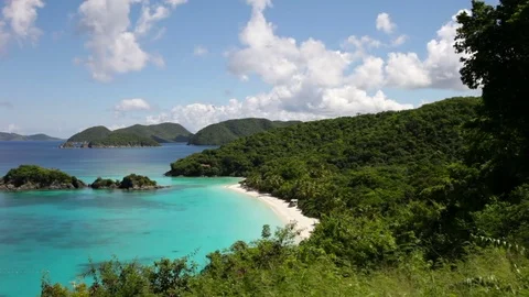 Aerial video of Trunk Bay, St John, United States Virgin Islands Stock Footage