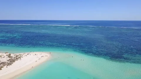 Aerial video of Turquoise Bay (Ningaloo Reef) in Cape Range National Park Stock Footage