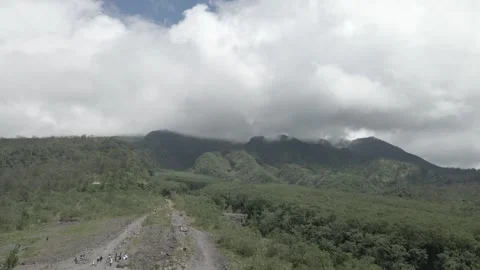 Aerial video view of the merapi mountain in Yogyakarta indonesia Stock Footage 243759688
