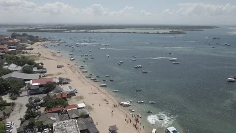 Aerial video view of one of the beaches in Bali, Indonesia Stock Footage 243749525