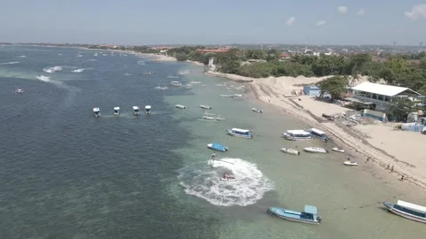 Aerial video view of one of the beaches in Bali, Indonesia Stock Footage 243749802