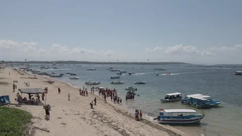 Aerial video view of one of the beaches in Bali, Indonesia Stock Footage 243762545
