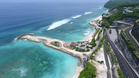 Aerial video view of one of the beaches in Bali, Indonesia Stock Footage 243812853