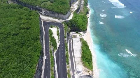 Aerial video view of one of the beaches in Bali, Indonesia Stock Footage 243812904