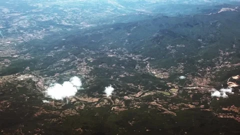 Aerial video. View from the plane window: mountains scene. Travel and tourism Stock Footage 317700726