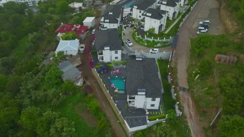 Aerial Video of Villa with Large Backyard Pool Stock Footage 343661627