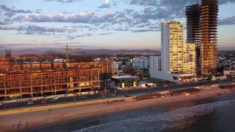 Aerial video of Waterfront Developments in Mazatlán, Sinaloa, Mexico Stock Footage 314294611