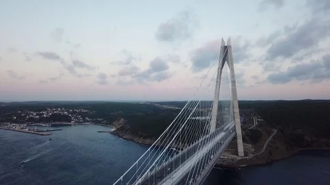 Aerial video of Yavuz Sultan Selim Bridge on a cloudy day in Istanbul, Turkey. 3 Stock Footage 120592953