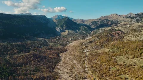 Aerial Video of Yellow Trees in Mountain Landscape Stock Footage 337640847
