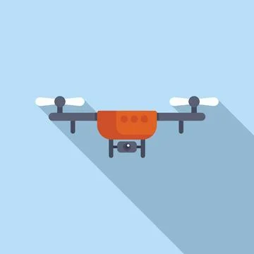 Aerial videography icon flat vector. Drone filming Stock Illustration