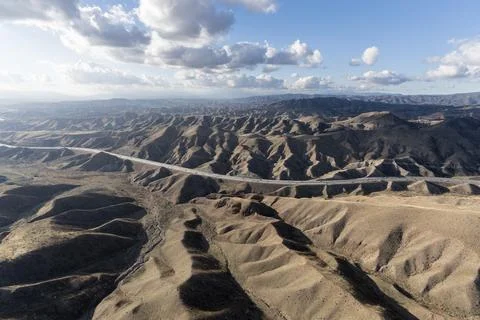 Aerial View 14 Freeway Los Angeles County California Stock Photos