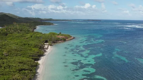 Aerial view 2 of Anse Michel beach, Cap Chevalier, Martinique Stock Footage 127649212