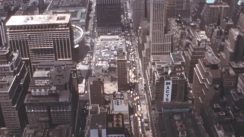 Aerial View 34th Street Macys And Statler Hotel Manhattan 1970s Stock Footage 345087970