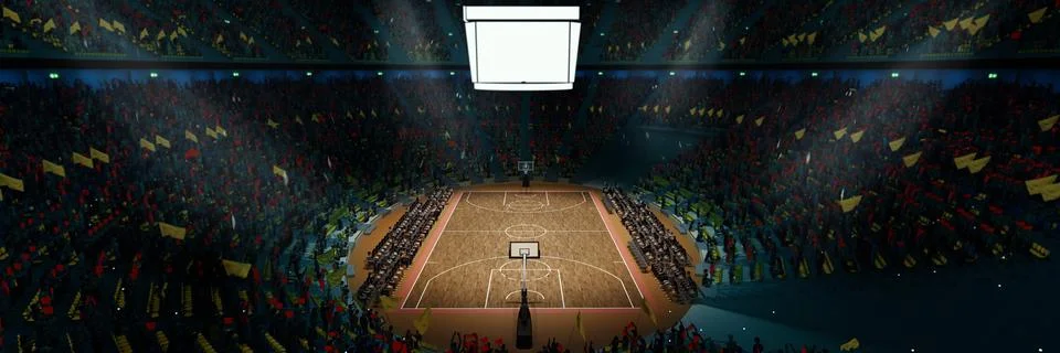 Aerial view. 3D model of empty basketball arena, court, playground for game Stock Illustration