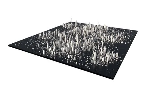 Aerial view 3D Rendering white city, Cityscape with building house and street Ilustración de archivo
