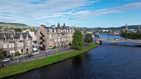 Aerial view of 4-star hotel Best Western Inverness Palace Hotel and Spa. Stock Footage 283398313