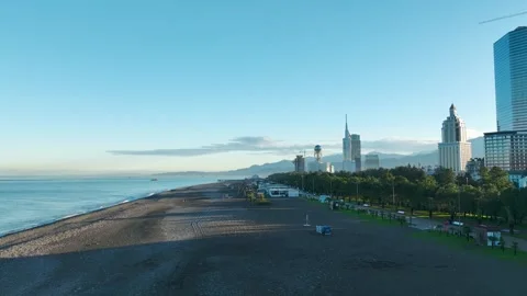 Aerial View 4K: Dawn Over Batumi - A Citys Quiet Morning Majesty Stock-Footage 293535931