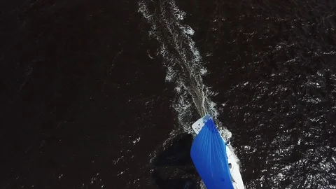 Aerial View 4K - E Scow Sailboat Regatta (BBYRA LE00) - Lookdown Stock Footage 113144561