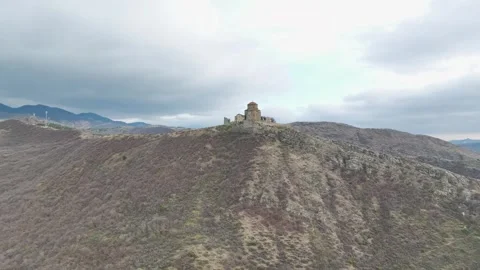 Aerial View 4K: The Essence of Mtskheta - Cathedral s Tale by the River Stock Footage 293594624