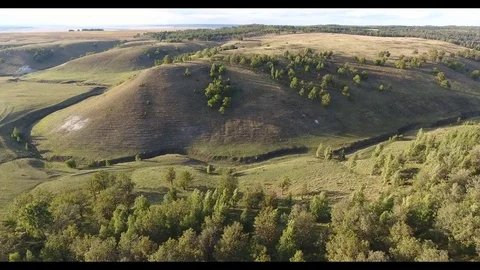 Aerial View. 4К Flight over the beautiful hills Stock Footage 73600602