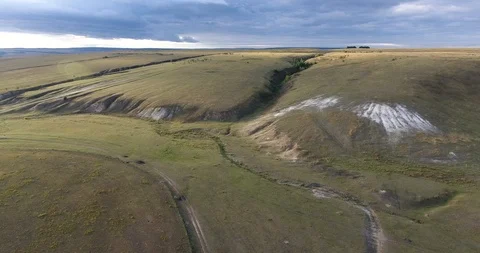 Aerial View. 4К Flight over the beautiful hills and road Stock Footage 85558368