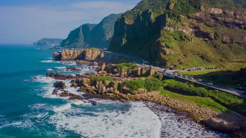 Aerial view 4k Hyper lapse of Nanya Rock. Stock Footage 140245034