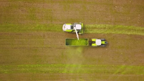 Aerial view 4k Modern combine harvester ... | Stock Video | Pond5