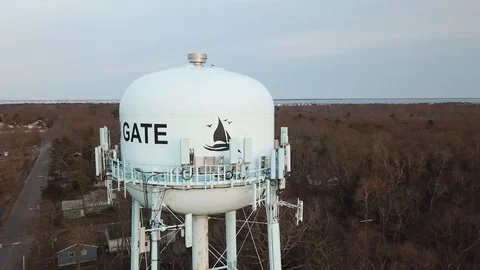 Aerial View 4K - Ocean Gate Water Tower - Revolve to Left Faster Stock Footage 125839574